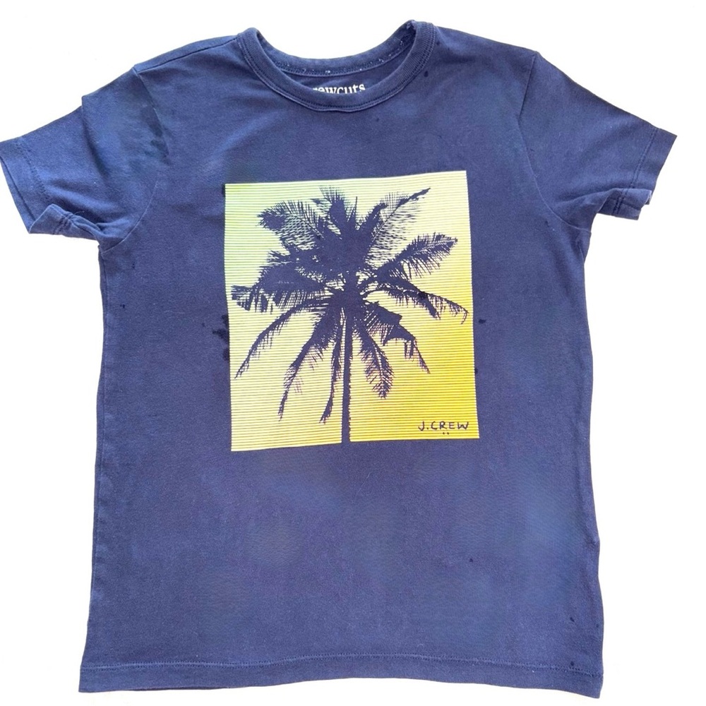 Crewcuts Kids Navy and Yellow Palm Tree Tee
